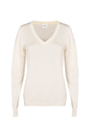 V-neck cashmere sweater in off-white