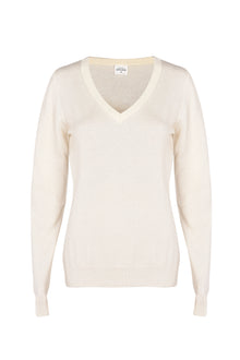  V-neck cashmere sweater in off-white