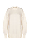 Oversize cashmere sweater with a round neck in off-white