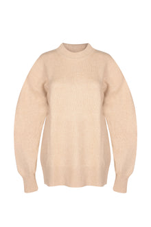  Oversize cashmere sweater with round neck ORGANIC beige