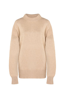  Oversize cashmere sweater with round neck ORGANIC beige