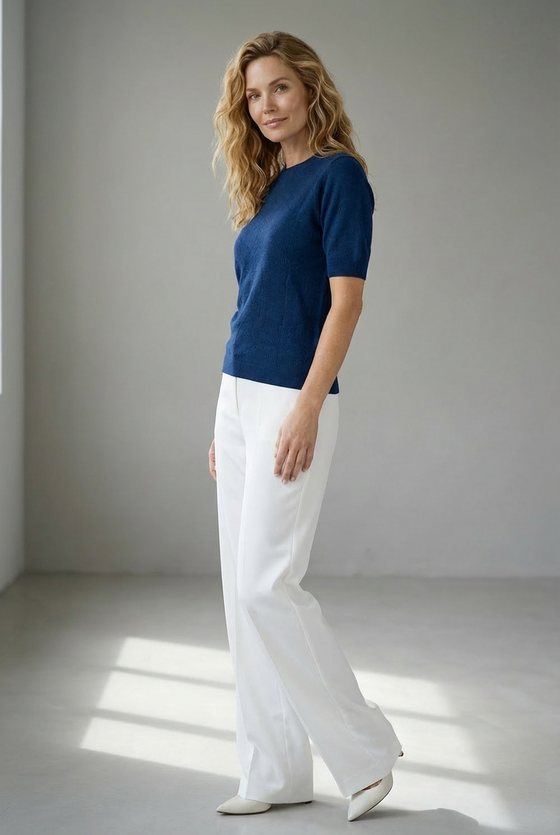 Merino/cashmere sweater with short sleeves SHORTY beige