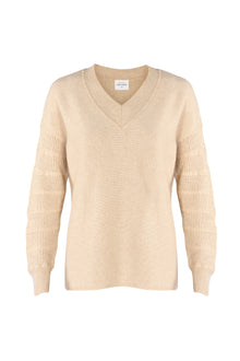  Merino/cashmere sweater with short sleeves SHORTY beige