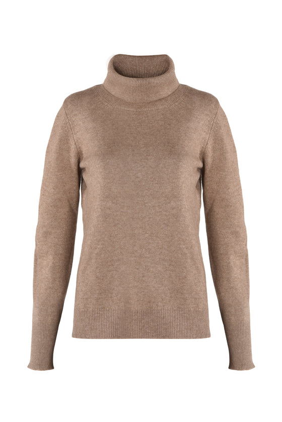 Merino-cashmere turtleneck brown