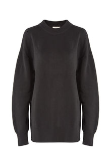  Oversize cashmere sweater with a round neck, black