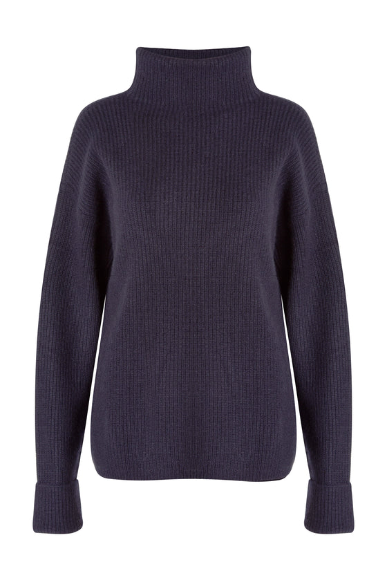 Cashmere oversize turtleneck Navy blue