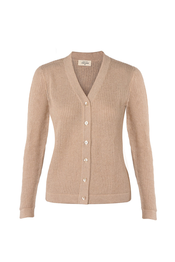 Kašmírový cardigan organic beige