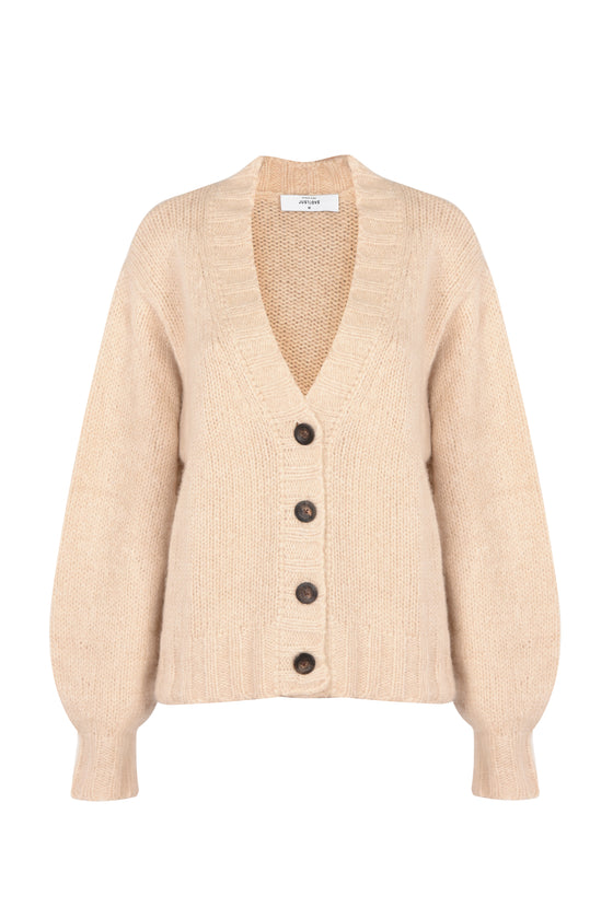 Cashmere cardigan SUPERSOFT organic beige