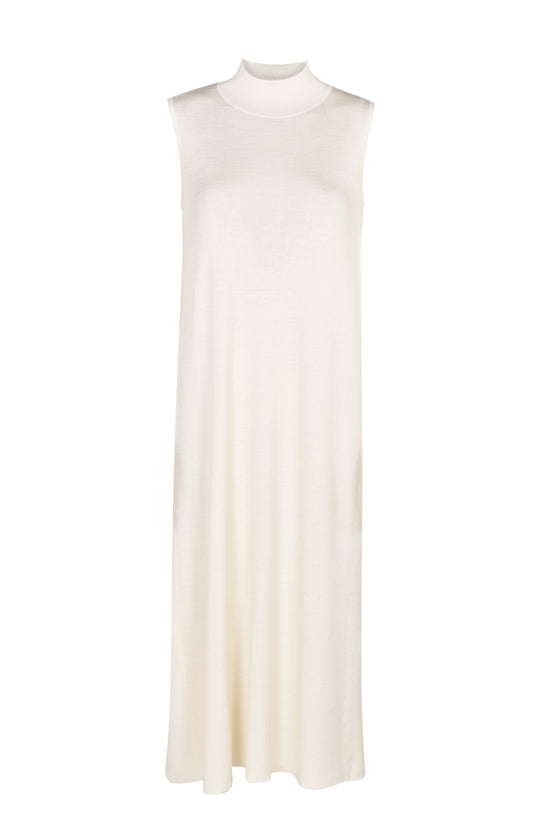 Spring dress in merino wool and silk AME white