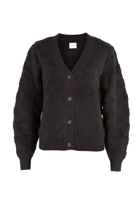 Merino cardigan Checkers černý