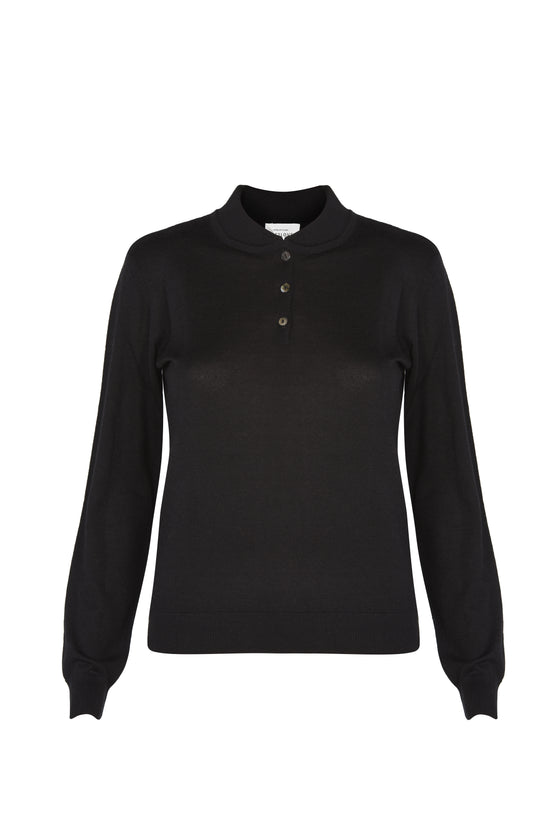 Cashmere/silk top BUTTONS black