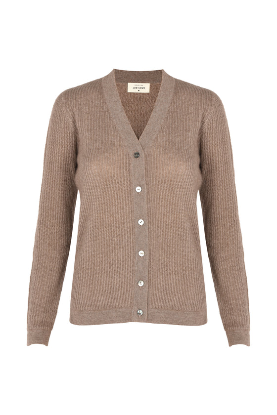 Kašmírový cardigan organic brown