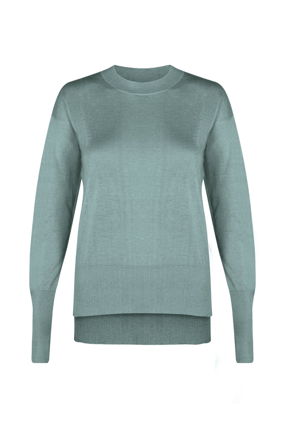 Ultralight Nepalese sweater AKASH eucalyptus