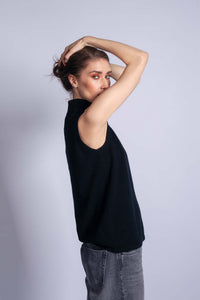 Kašmírový rolák bez rukávu SENSUAL černý