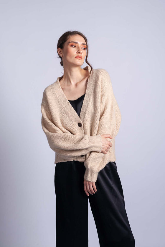 Kašmírový cardigan SUPERSOFT organický béžový