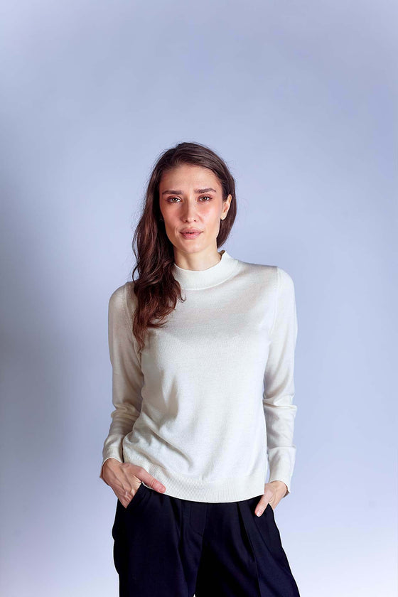 Cashmere/silk top SIMPLE offwhite