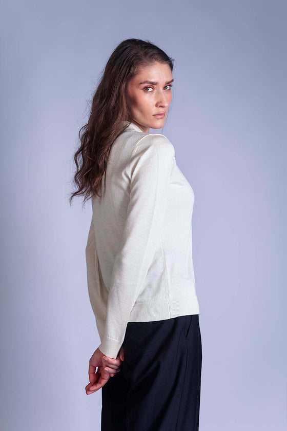 Cashmere/silk top SIMPLE offwhite