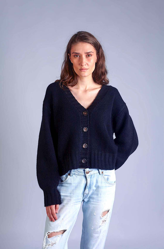 Kašmírový cardigan SUPERSOFT černý RECYCLED