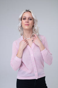 Kašmírový cardigan LIGHT powder pink