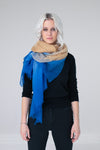 Sagarmatha ultralight baby cashmere scarf, beige-blue