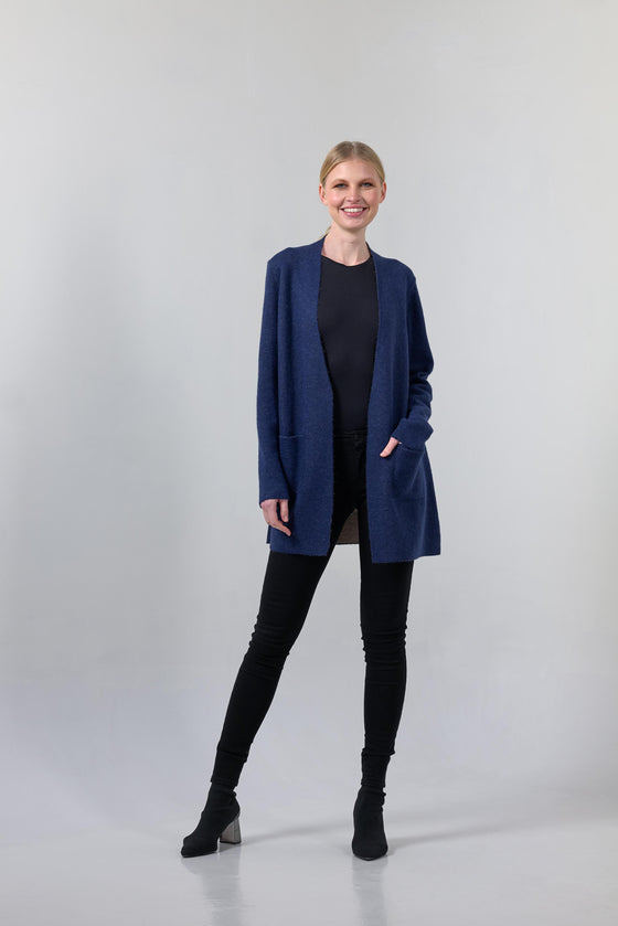 Cardigan ze 100% baby alpaky oboustranný PASO DOBLE BLUE