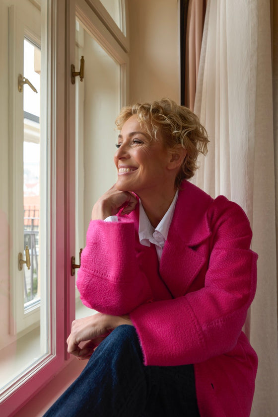 Kabát z baby alpaky a merino vlny SPLENDID pink
