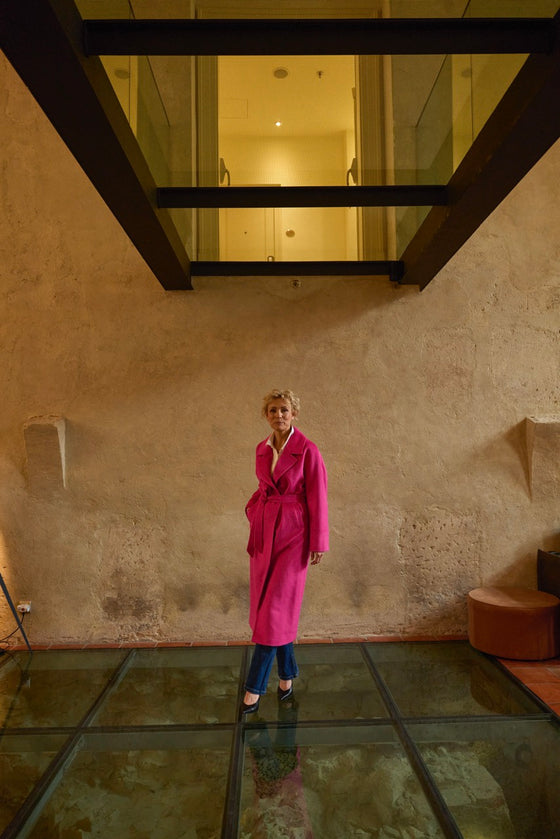 Kabát z baby alpaky a merino vlny SPLENDID pink