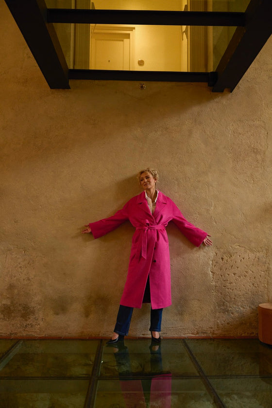Kabát z baby alpaky a merino vlny SPLENDID pink