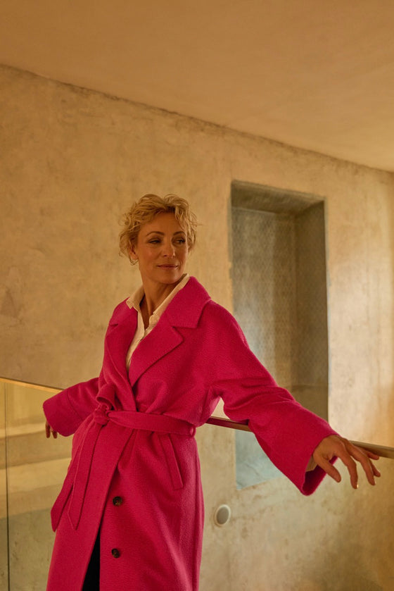 Kabát z baby alpaky a merino vlny SPLENDID pink