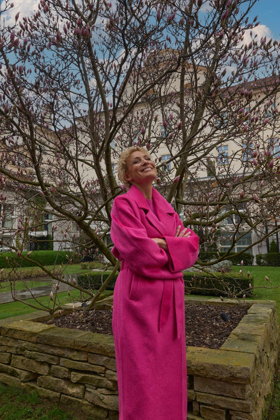 Kabát z baby alpaky a merino vlny SPLENDID pink