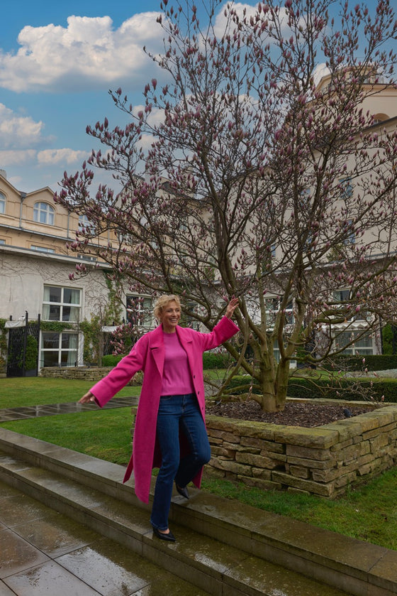 Kabát z baby alpaky a merino vlny SPLENDID pink