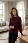 First Love - kašmírový svetr s kulatým výstřihem bordeaux