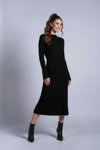 Kašmírové šaty FLOWER černé