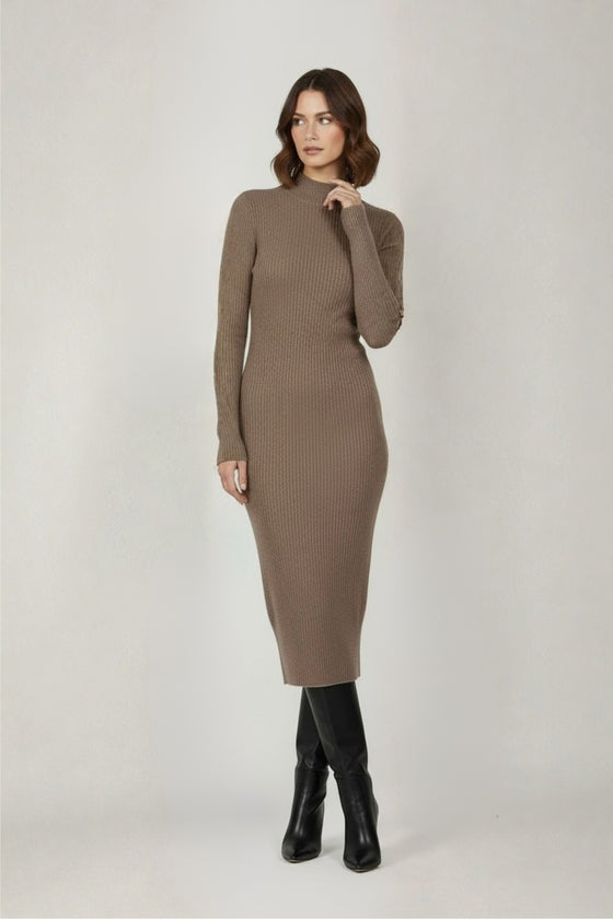 Kašmírové midi šaty ORGANIC hnědé