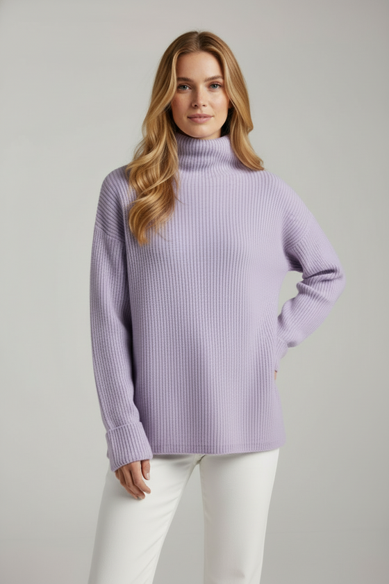 Kašmírový oversize rolák LEVANDULE