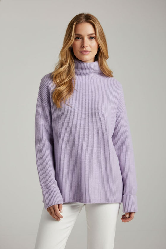 Kašmírový oversize rolák LEVANDULE