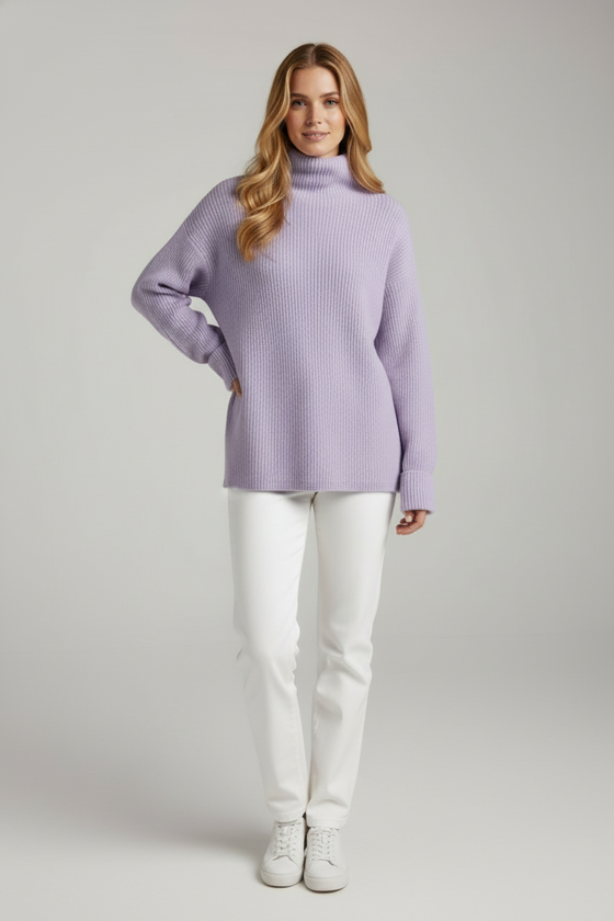 Kašmírový oversize rolák LEVANDULE