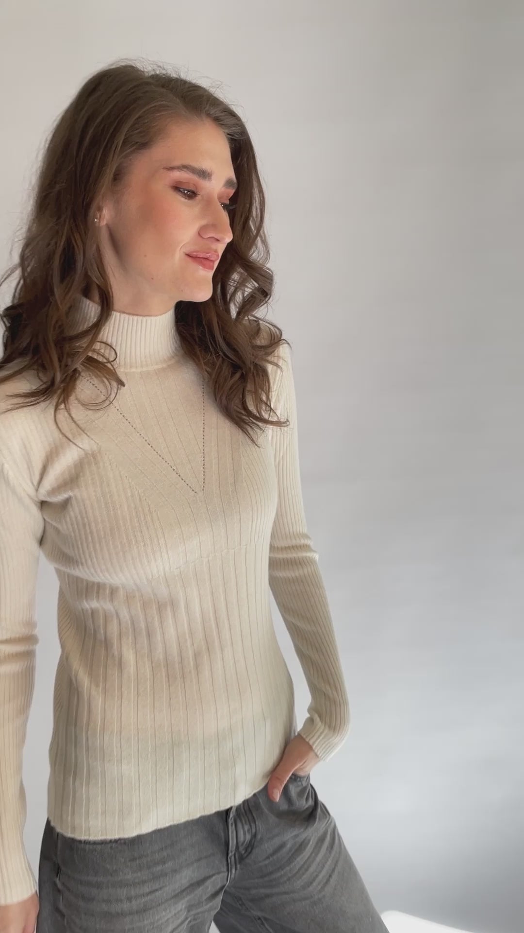 Kašmírový rolák superlehký vzorovaný offwhite