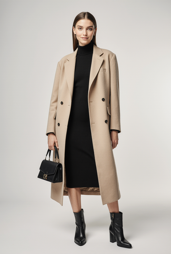 Kašmírové midi šaty černé