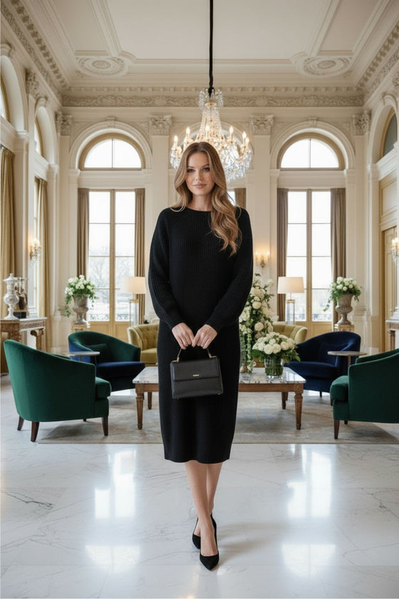 Kašmírové oversize šaty černé MINIMALISTA