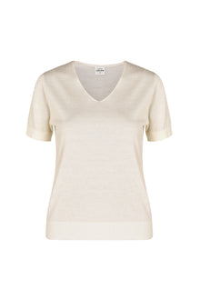  Merino-hedvábný top s krátkým rukávem SOFTY offwhite