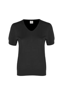  Merino-hedvábný top s krátkým rukávem SOFTY černé