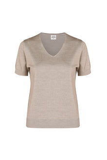  Merino-hedvábný top s krátkým rukávem SOFTY taupe
