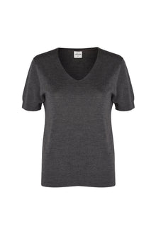  Merino-hedvábný top s krátkým rukávem SOFTY dark grey