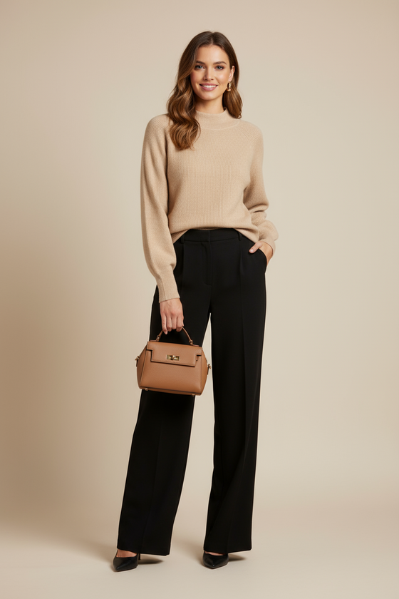 Kašmírový svetr s balonovými rukávy ORGANIC