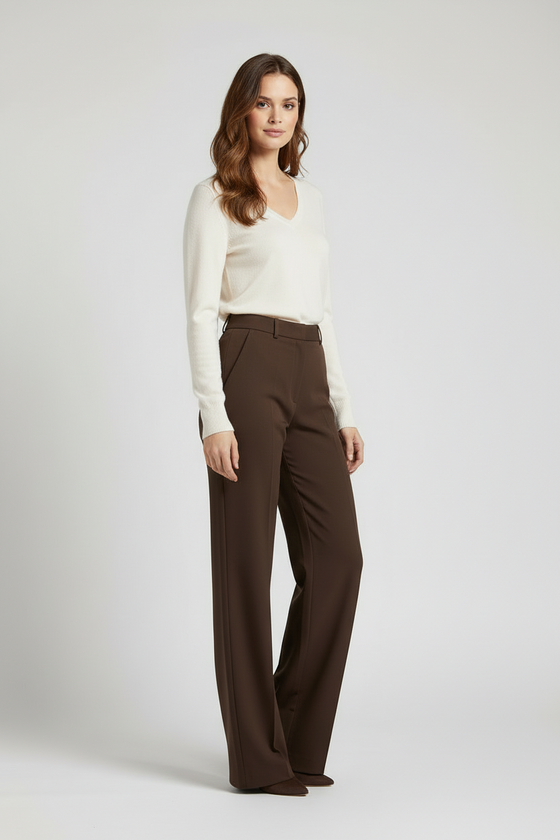 Kašmírový svetr s výstřihem do V offwhite