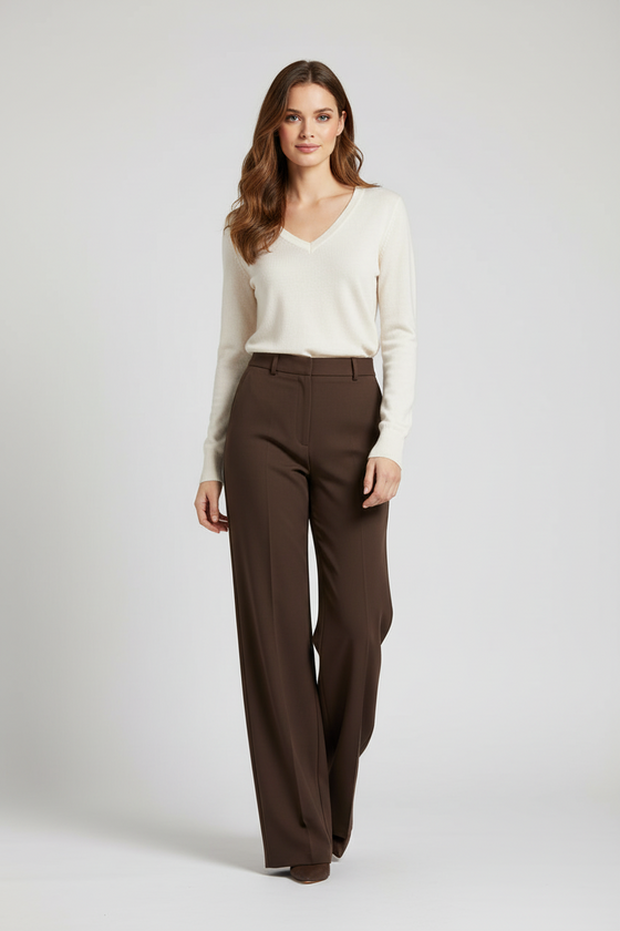 Kašmírový svetr s výstřihem do V offwhite