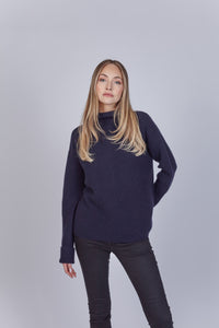 Kašmírový oversize rolák Navy blue
