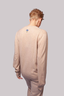  Cashmere sweater with Moravian embroidery beige CORNFLOWER