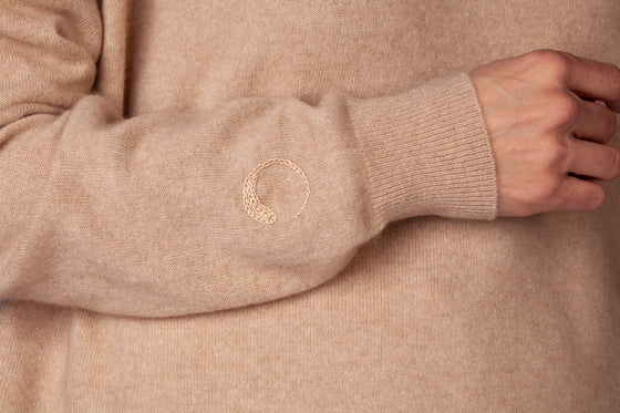Cashmere sweater with Moravian embroidery beige CORNFLOWER